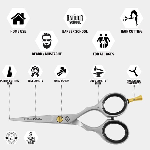 Men’s Beard Grooming Kit – 5" Scissors with 2 Combs & Pouch Gift Set - Picture 4 of 6